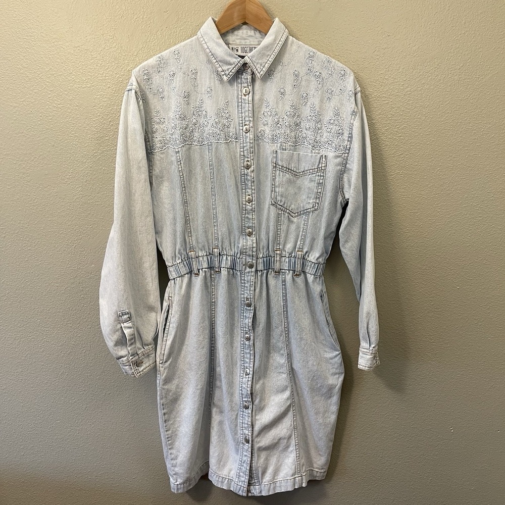 Flowers by Zoe Light Wash Denim Shirt Dress